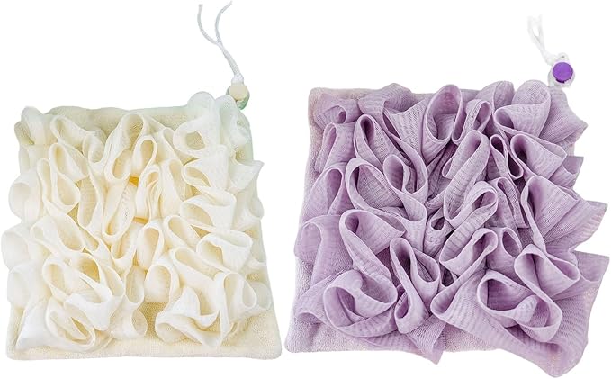 Bath Pouf Soap Holder Sponge Loofah Sponge for Smooth Skin Gentle Lathering Cleansing Shower Pouf with Soap Slot