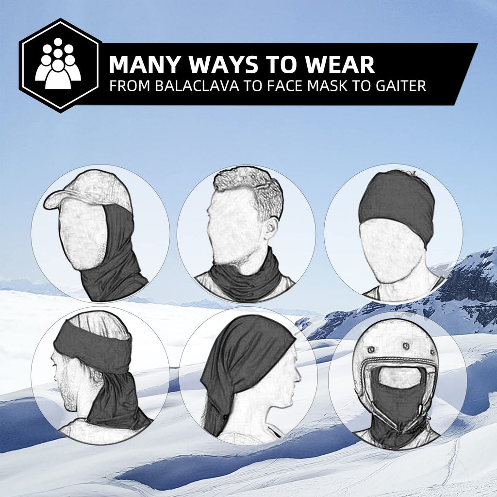 ROCKBROS Cold Weather Balaclava Ski Mask for Men Windproof Thermal Winter Scarf Mask Women Neck Warmer Hood for Cycling Black Grey