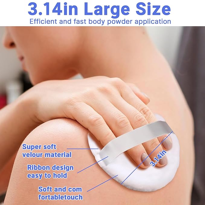 Qiifaiikooii 2 Pcs Powder Puff,3.14 Inch Powder Puffs for Body Powder Face Loose Powder Large(White)