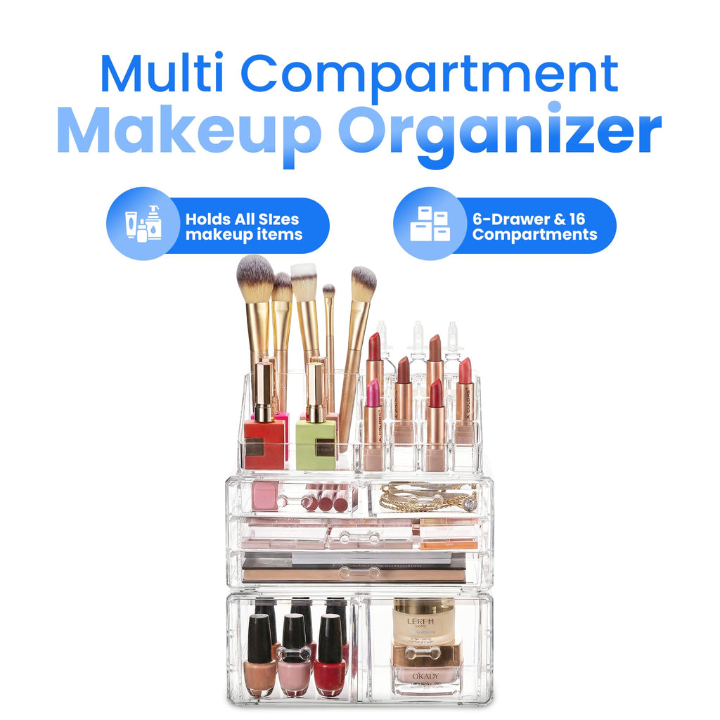Masirs Clear Cosmetic Storage Organizer, Classy Design, Versatile, Simplifies Your Life