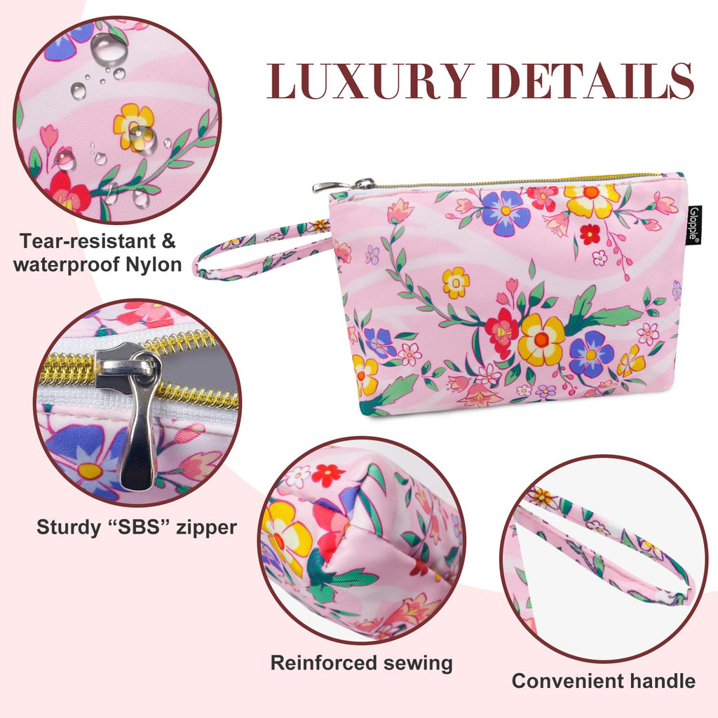 Gloppie Small Makeup Bag for Purse - Floral Cosmetic Bags - Teacher Appreciation Gifts for Women