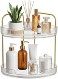 2-Tier Acrylic Corner Bathroom Organizer with Handle – Round Skincare & Makeup Storage Tray, Waterproof, Lightweight, Heat Resistant Vanity Shelf for Countertop, Kitchen, Bedroom, Dresser
