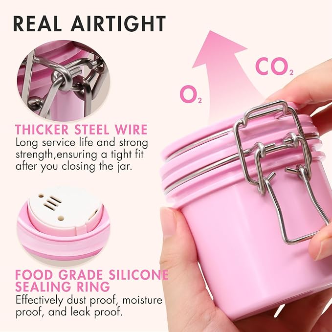 Embagol False Lash Glue Storage Tank With Thermometer Adhesive Carbon Sealed Leak-proof Containers Grafting Eyelash Extension Supplies(PINK)