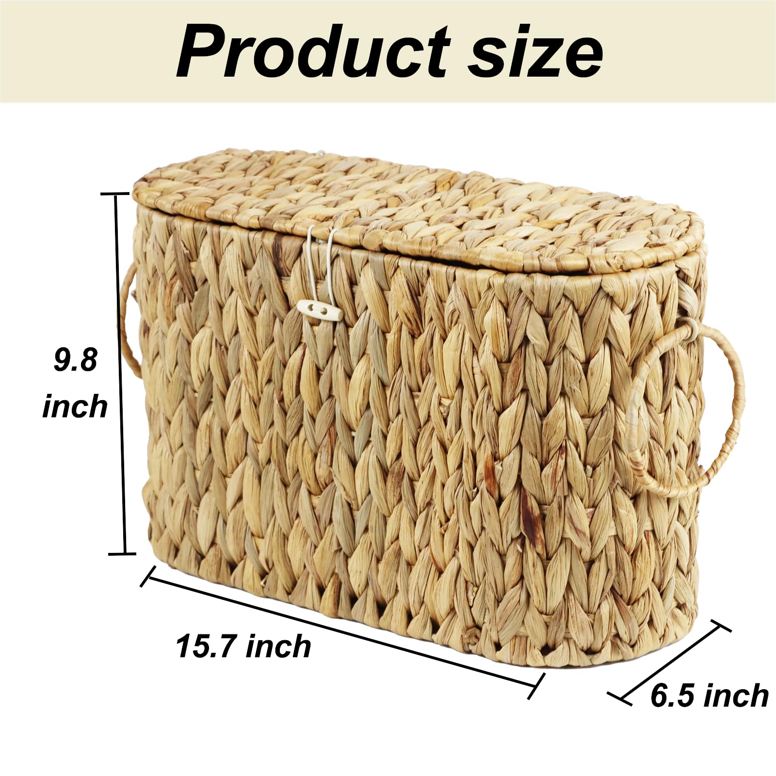Water Hyacinth Toilet Paper Storage Basket with Lid