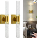 Gold Wall Sconces Set of Two Battery Operated, Wireless Rechargeable Wall Sconce Set of 2 with Remote Control, Modern LED Wall Light for Bedroom, Living Room, Hallway (4000K)
