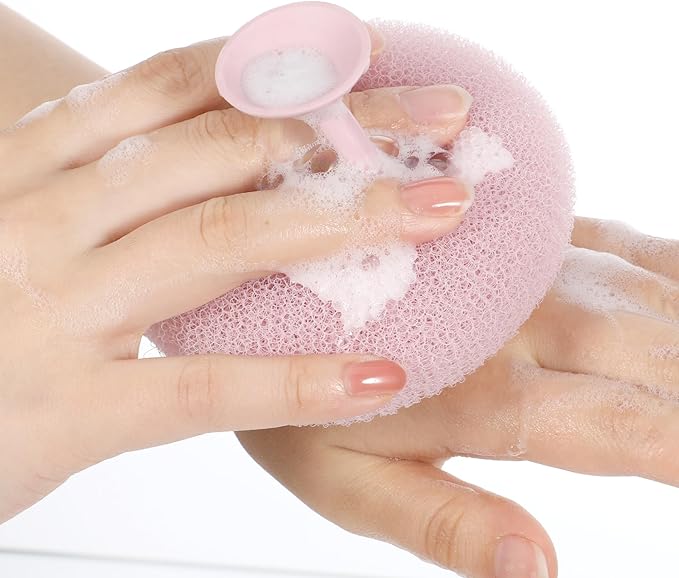 Ptwola Soft Sunflower Suction Cup Bath Ball, Exfoliating Mesh Bath Sponge