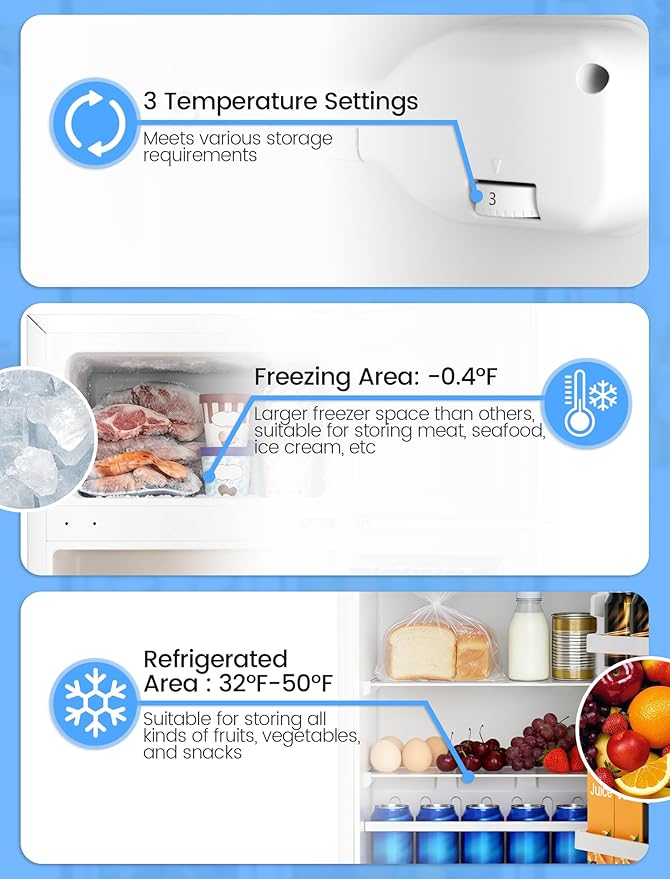 COWSAR 2.5 Cu.Ft Mini Fridge with Freezer, Double Reversible Door Compact Apartment Refrigerator with 2 Removable Shelves, Commercial Dorm Fridge for Bedroom, Office, Kitchen, Dorm, White