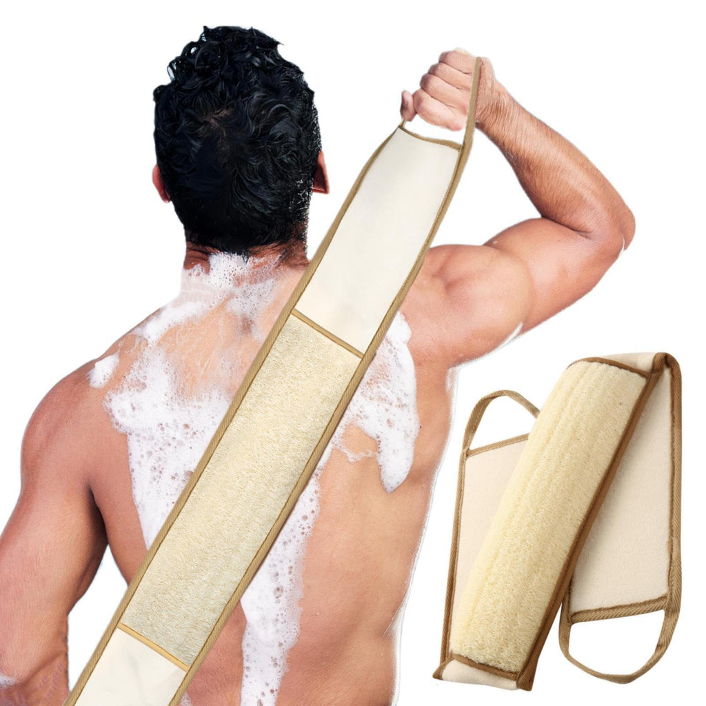 Exfoliating Natural Loofah Sponge Back Scrubber for Shower, Exfoliating Sponge for Shower, Bath Shower Scrubber for Men and Women, Luffa Scrubber to Clean Your Back Deeply Relax Your Body (1 Pack)