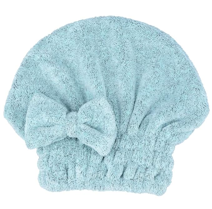 MAYOUTH Microfiber Hair Drying Towels Head wrap with Bow-Knot Shower Cap Hair Turban hairWrap Bath Cap for Short or Curly Long & Wet Hair Gift for Women 2pack