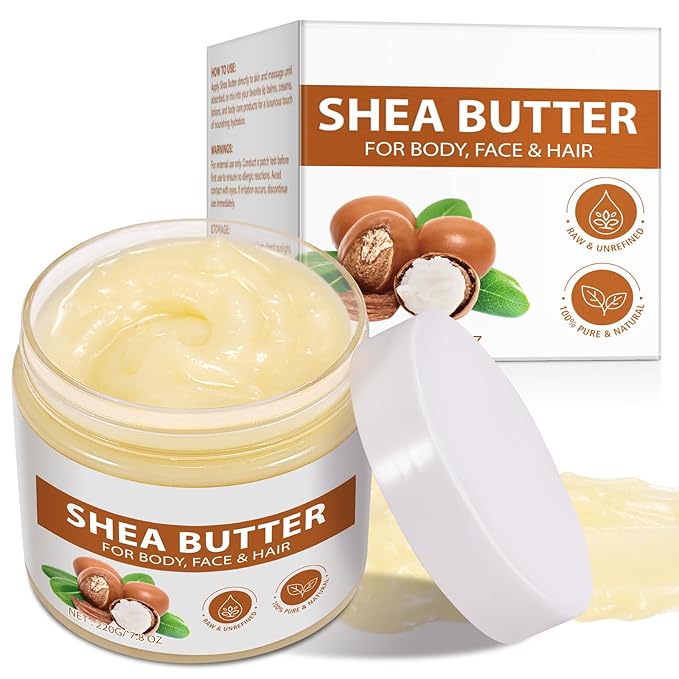 Shea Butter Raw, Pure Natural Shea Butter for Face & Body with Vitamin A, E and F, Hand Cream, Long-Lasting Hydration & Deeply Moisturizing for Dry, Cracked Skin, SkinCare, Keeps Skin Healthy 7.8 oz