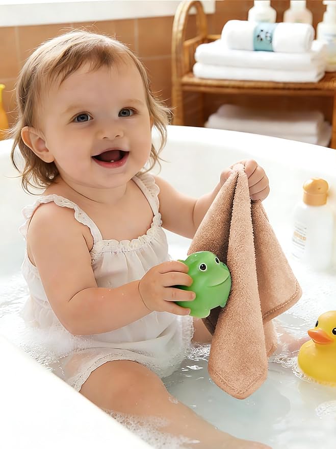 HIPHOP PANDA Baby Washcloths, Rayon Made from Bamboo - 2 Layer Ultra Soft Absorbent Newborn Bath Face Towel - Reusable Baby Wipes for Delicate Skin - Pastel Macaron, 6 Pack
