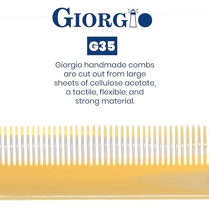 Giorgio G35 Handmade Fine Tooth Pocket Comb for Men, Mustache and Beard Comb for Men, Travel Combs for Everyday Grooming or Styling Hair, Saw Cut and Hand Polished (4.6")
