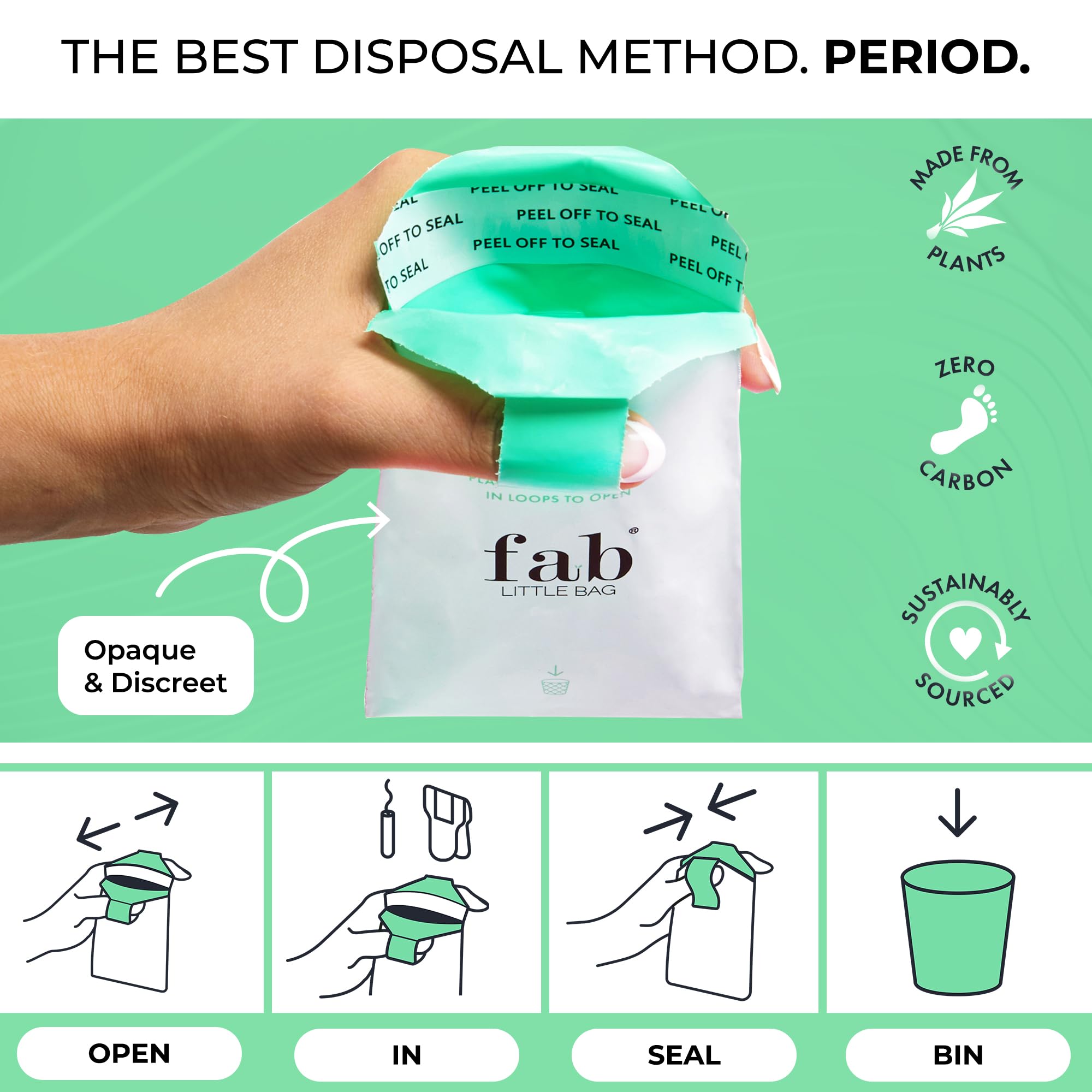 Fab Little Bag Sanitary Waste Bags - Pack of 200 Dispenser Bags (Dispenser Sold Separately) - Prevents Odours, No Mess, Eco Friendly