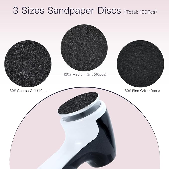 APRELM Rechargeable Electric Foot Callus Remover with 3-Sizes 120Pcs Sandpaper Discs, Professional 1000RPM 3-Speed Control Electric Foot File (E7 Black)