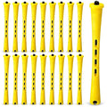 Meigick Perm Rods Set for Natural Hair 40Pcs Yellow Plastic Cold Wave Rods Hair Curling Rollers Small Size 0.28 Inch For Short Long DIY Hairdressing Styling