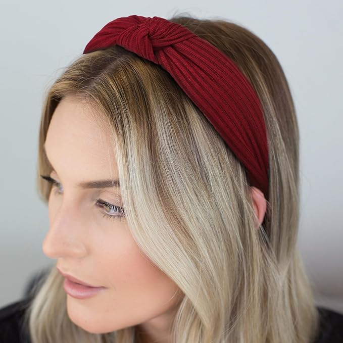 DRESHOW 8 Pack Knotted Headbands for Women Wide Turban Headband Yoga Exercise Ribbing Hair Hoop Hair Bands Accessories