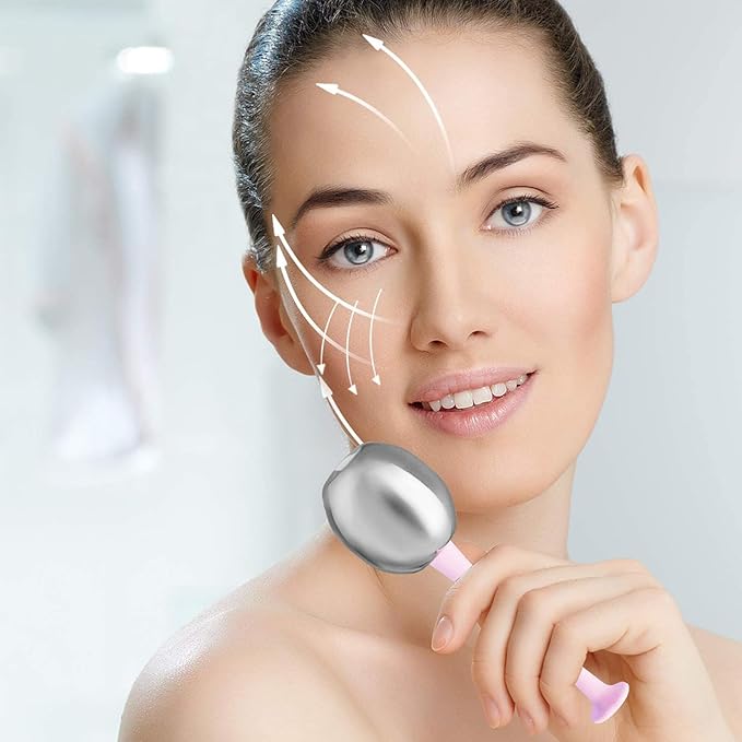 Stainless Steel Ice Globes for Facials - Face Roller for Face Neck & Eyes - Skin Care for Dark Circles, Puffiness, Wrinkles
