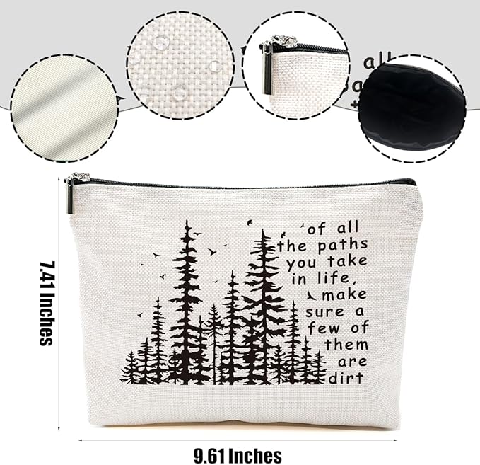 DHKG 2pcs Camping Gifts for Women Makeup Bag, Travel Essential Cosmetic Bag Camping Essentials Inspirational Gifts for Women Female Girls Sister BFF Nature Lover, Glamping Toiletry Bags