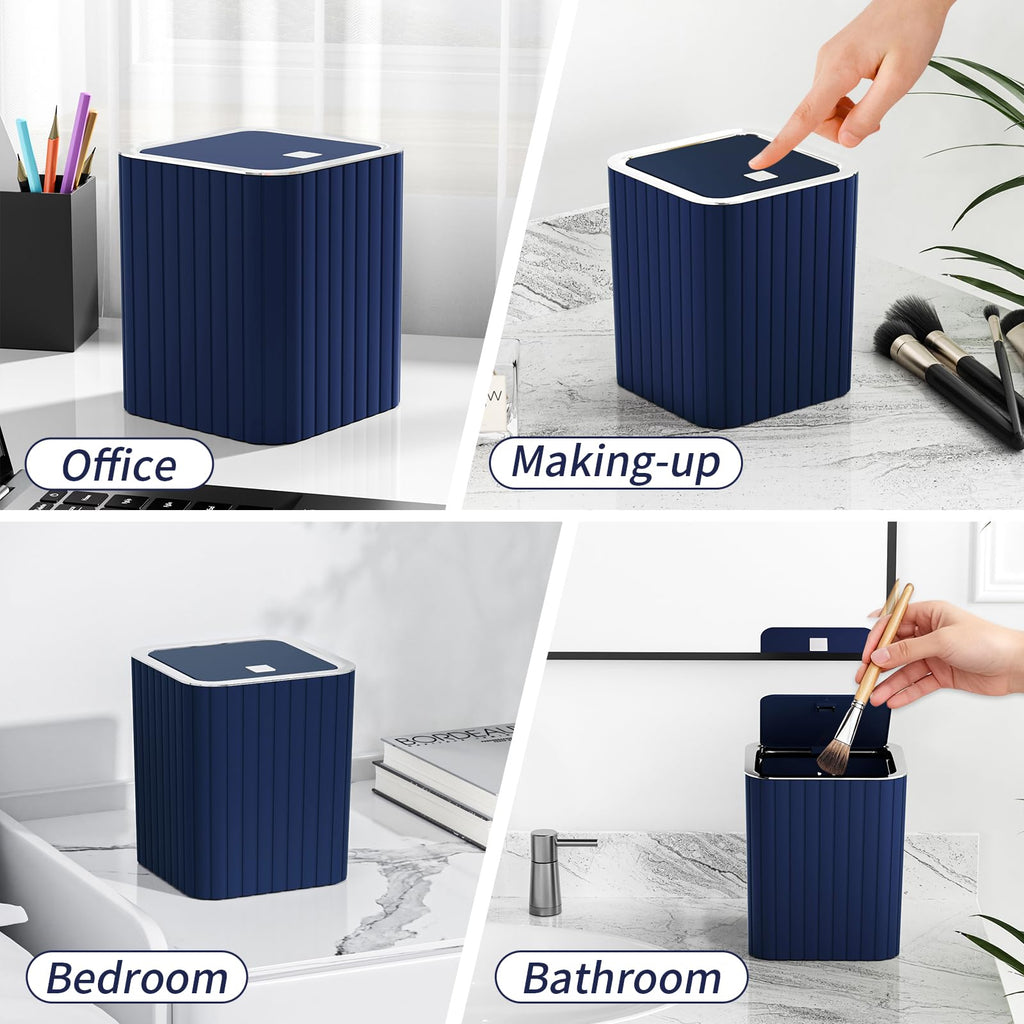 InnJoey Bathroom Accessory Set - Bathroom Set, 27PC Bathroom Accessories Set, Navy Blue Bathroom Sets with Shower Curtain and Rugs, Mini Trash Can, Toilet Brush, Trash Can & Soap Dispenser