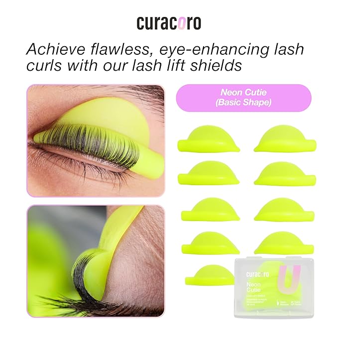 Curacoro Lash Lift Shields, 10 Pcs/5 Sizes Reusable Silicone Rods