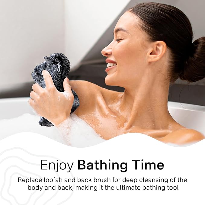 Yiclick Exfoliating Washcloth Towel- Exfoliating Body Scrubber Exfoliator, Back Scrubber for Shower Bath, Exfoliate Rags Wash Cloths, Loofah Lufa Sponge, Body Scrub & Exfoliation Women Men