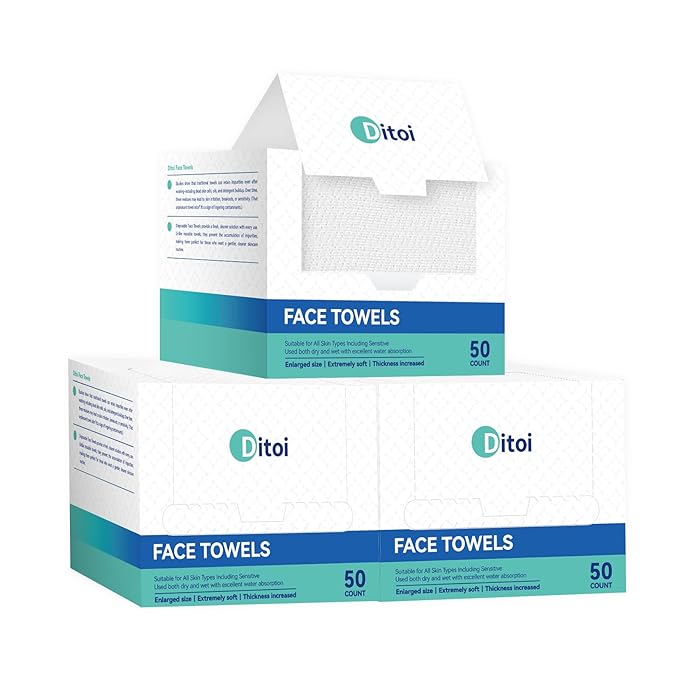 Ditoi Disposable Face Towels XXL, Soft Deep-Cleansing Face cloths,150 Count