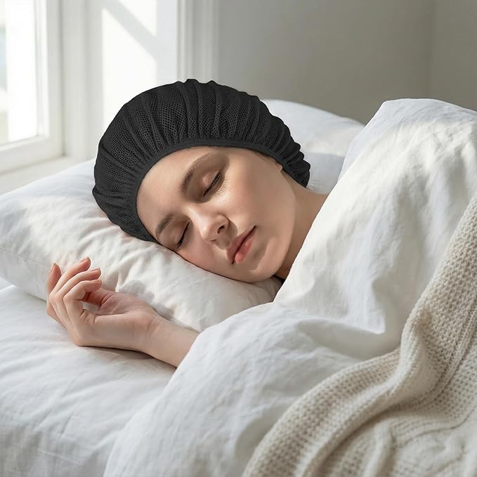 4 Pcs Mesh Hair Net Sleeping Bonnets Night Hair Nets Cap Colorful Plopping Polyester Cap Hairnet Snoods Wrap Bath Clean Wash Face Protector for Women Drying Curly Long Natural Straight