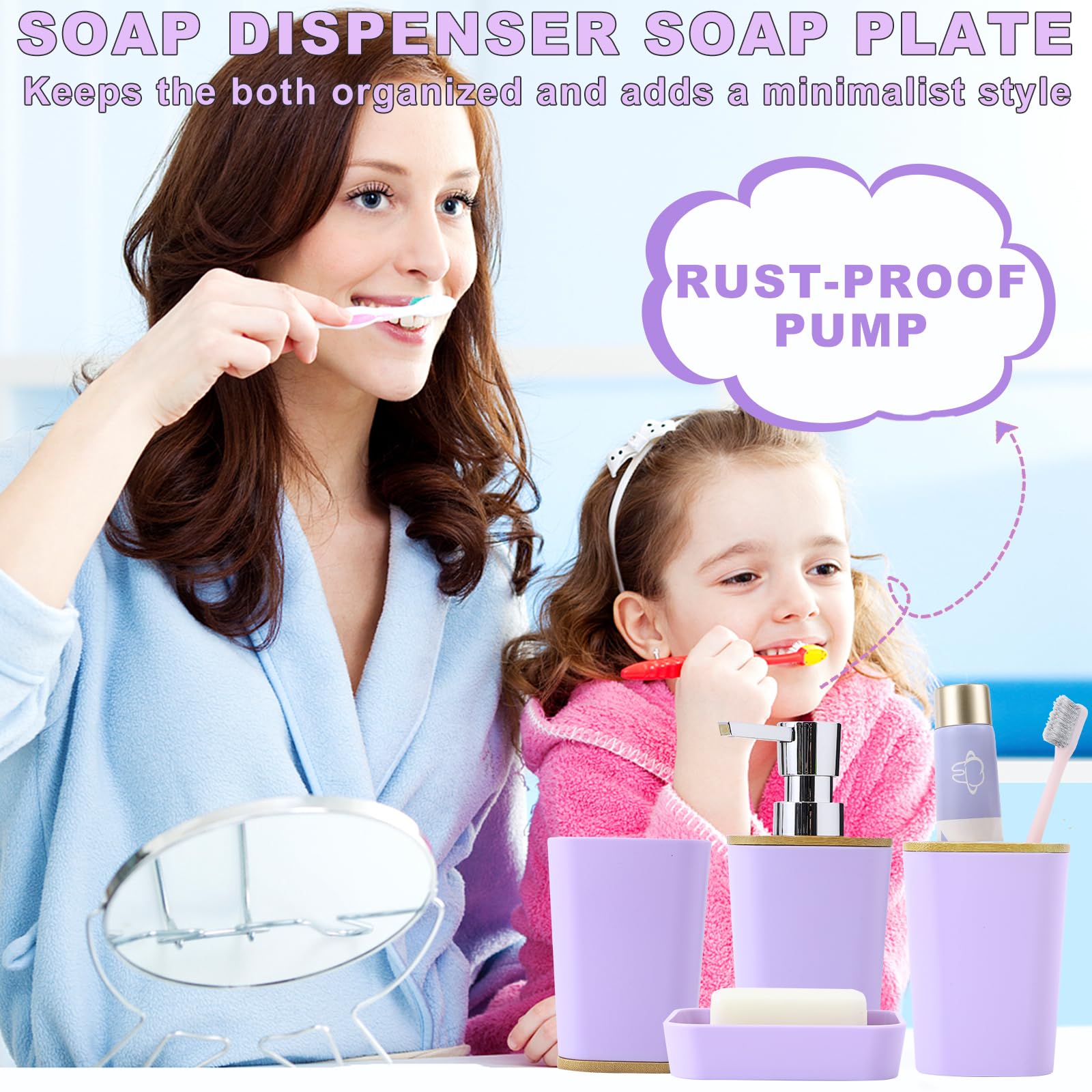 24PCS Bathroom Sets with Shower Curtain and Rugs,Bathroom Sets with Extra Soft and Absorbent Bath Rugs Purple Shower Curtain Set