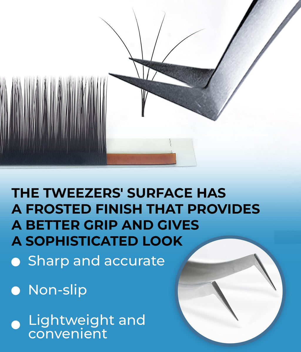 Stacy Lash STL-5 Eyelash Extension Tweezers/Supplies for Volume Extensions & Premade Fans/Precision Tool for False Lashes Application/Beauty Accessories/Curved Tweezer Tip/Eyelashes Tools