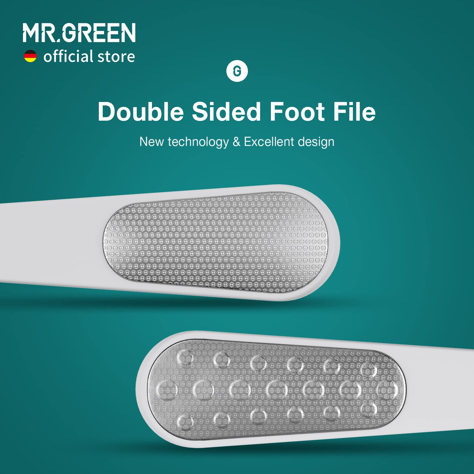 MR.GREEN Foot File Double Sided Callus Remover for Dead Skin Professional Pedicure Tools Callous Scraper Foot Sander Heel Filer (White)