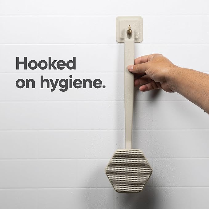 TOOLETRIES Silicone Back Scrubber for Shower with Hook - Sand