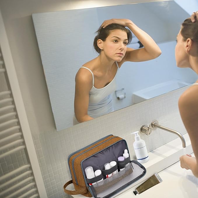 WANDF Travel Toiletry Bag for Men, Small Dopp Kit for Toiletries