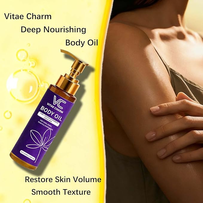 LJOQM Body Firming Oil for Crepey Skin Repair, Luxury Cold-Pressed Body Oil for Skin Tightening & Deep Hydration, Blend of Jojoba, Almond & Coconut Oil for Smooth Skin, 3.4 fl oz