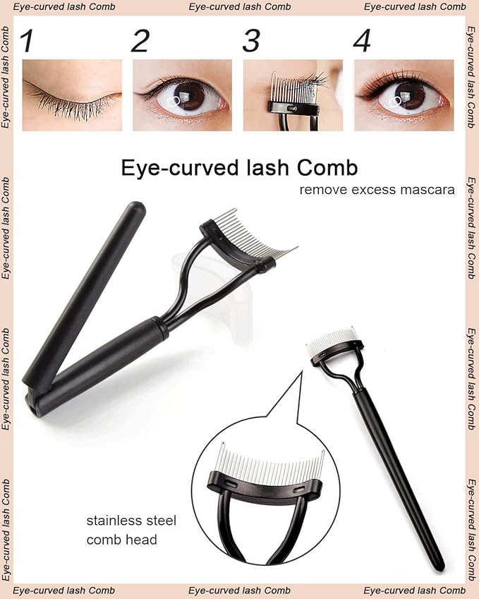 TPPICK Eyelash Curler Kit Metal Lash Curlers with Mascara Applicator Eyelashes Separator Comb & 6 Replacement Refill Pads (Rose Gold)