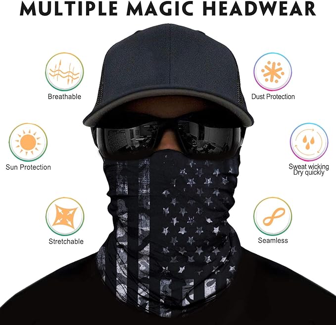 Venswell Neck Gaiter Mask, Sun Mask, Rave Bandana Face Mask, Seamless Face Scarf, Headband for Men Women (A-Flag 3)