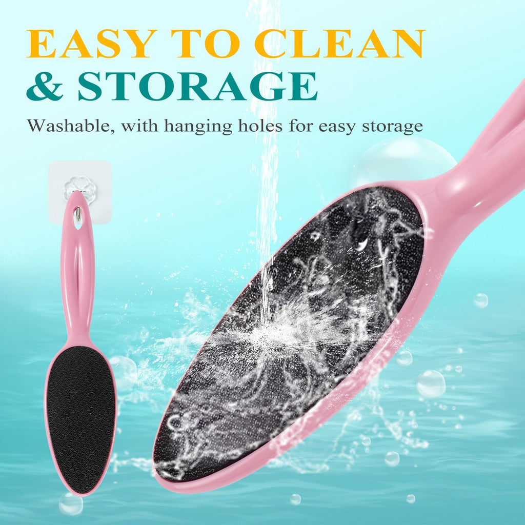 HovuuTuig Glass Foot File, Foot Scrubber for Hard Skin Remover - Foot Callus Remover, Pedicure Tools for Feet Dead Skin, Foot Care for Women and Men, Gentle Effective Heel Scraper (Pink)