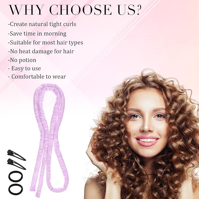 AOZUO Heatless Curling Rod Headband, Heatless Hair Curler Heatless Curls Overnight for Short Long Hair No Heat Overnight Curls with Thin Curlers to Sleep In for Short Hair (Purple)