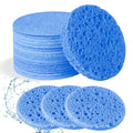 50-Count Facial Sponges Compressed Natural Cellulose Sponge Round Shape Face Sponge for Face Cleansing Exfoliating and Makeup Removal, Blue