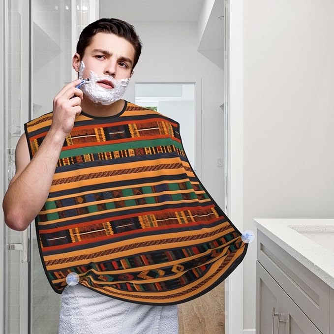 Fall Pumpkin Print Beard Bib Shaving Apron, Beard Hair Trimming Cape Gift For Dad