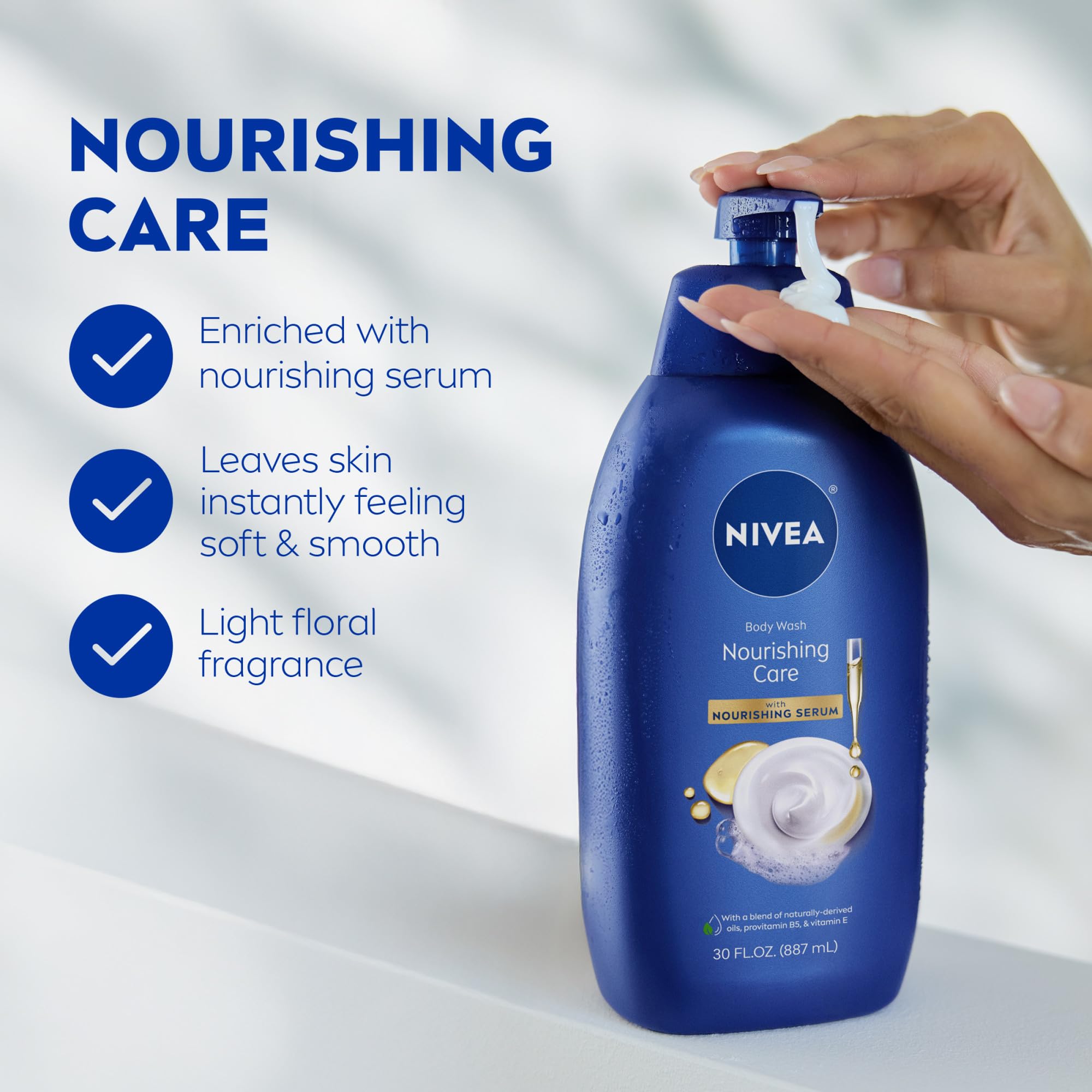 NIVEA Nourishing Care Body Wash with Nourishing Serum, 30 FL OZ