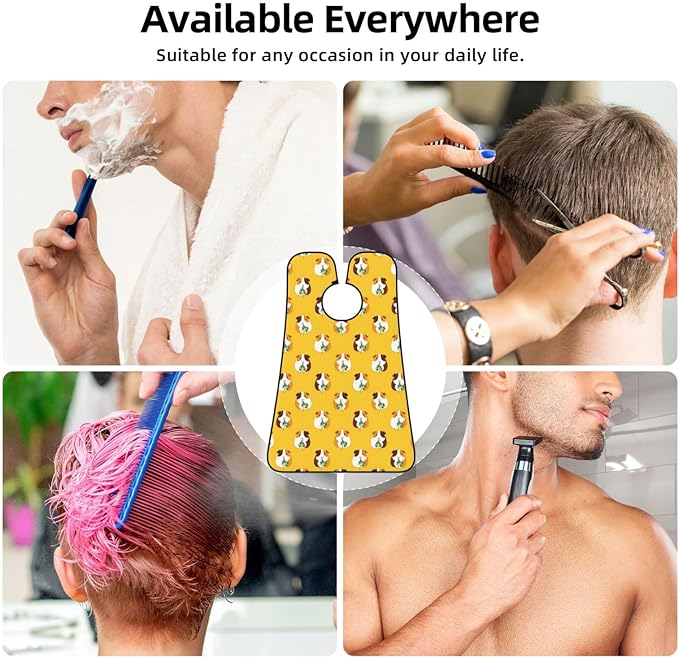 Waterproof Beard Trimming Bib, Non-Stick Hair Catcher for Men Shaving, Grooming Apron for Husband Dad, Cute Guine Pig Floral Shave Bib