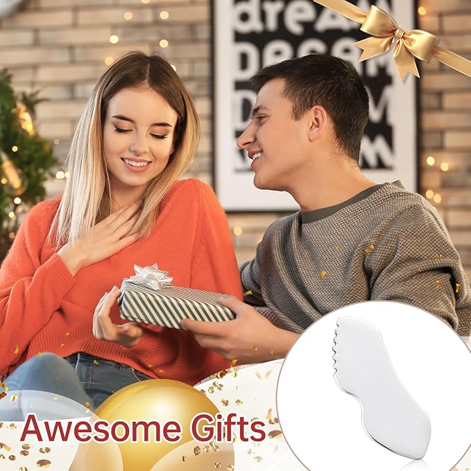 ALOYGUZ Stainless Steel Gua Sha Facial Tools Metal Detail Gua Sha Stone Body Lymphatic Drainage Massager Face Guasha Face Sculpting Tool Skin Care