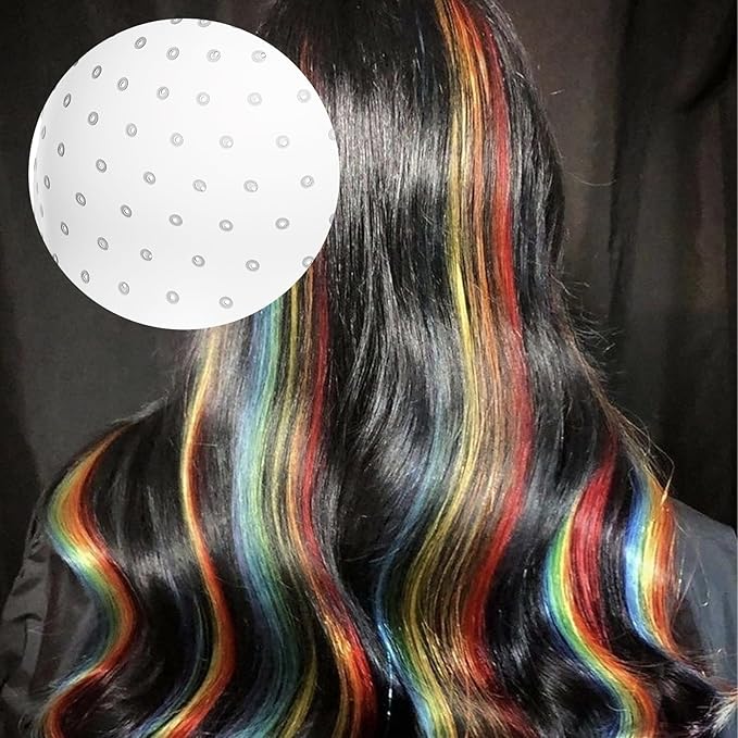 LIQWEI Punched Silicone Highlight Hair Cap with Needle, Professional Reusable Highlighting Poked Hole Caps with Hooks for Color Hair Salon Hairdressing Dyeing Staining Tools for Women Men