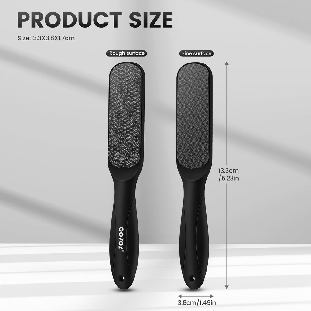 BEZOX Double-Sided Glass Foot File Callus Remover(1 PCS), Foot Scrubber for Dead Skin, Smooth Feet Pedicure Tools for Feet, Pumice Stone for Feet, Heel Scraper for Cracked Heels - Black