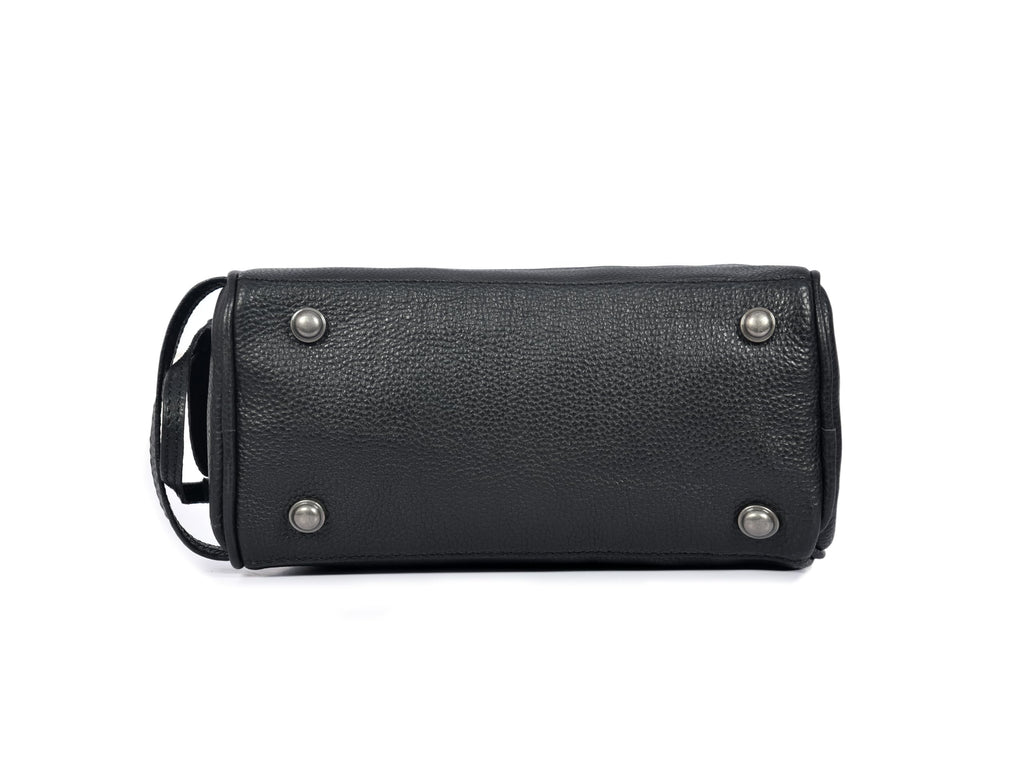 10" Premium Leather Toiletry Travel Pouch With Waterproof Lining | King-Size Handcrafted Vintage Dopp kit By Aaron Leather Goods (Jade Black)