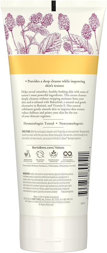 Burt's Bees Renewal Refining Cleanser with Bakuchiol Natural Retinol Alternative,6 Oz (Package May Vary),(Pack of 2)