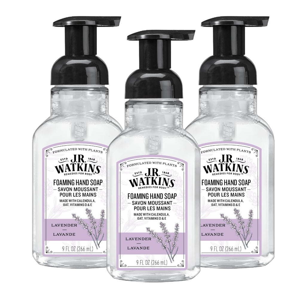 J.R. Watkins Moisturizing Foam Hand Soap Dispenser 3 Pack, Lavender 9 fl oz