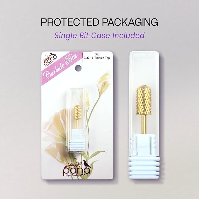 PANA 3/32" Large Barrel Smooth Top Gold Carbide Nail Drill Bit for Manicure, Pedicure and Acrylics (Grit: Extra Coarse - XC, 1pc)