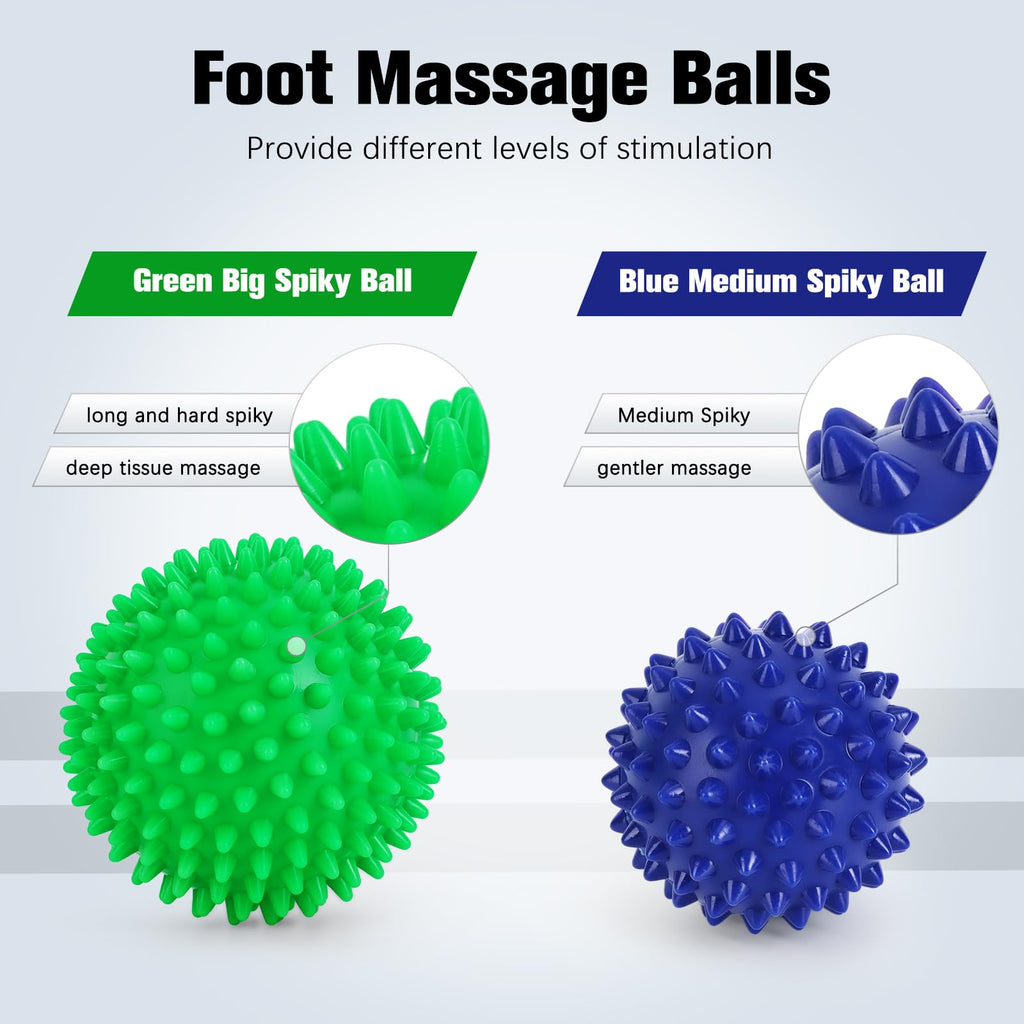 Maliton Massage Ball Set - 3 in 1 - with Foot Roller & Spiky Balls
