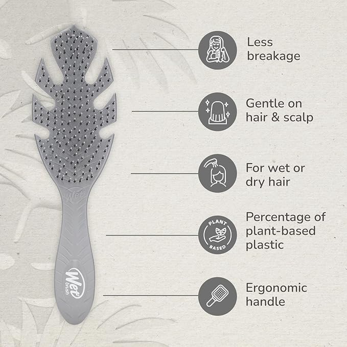 Wet Brush Go Green Hair Detangler Brush, Grey - Detangling Hair Brush - Ultra-Soft IntelliFlex Bristles Glide Through Tangles & Gently Loosens Knots While Minimizing Pain, Split Ends & Breakage